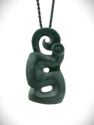 Moko Pounamu Manaia NZ Genuine Kawakawa Greenstone - Aramiro Moko Pounamu Manaia NZ Genuine Kawakawa Greenstone - Aramiro