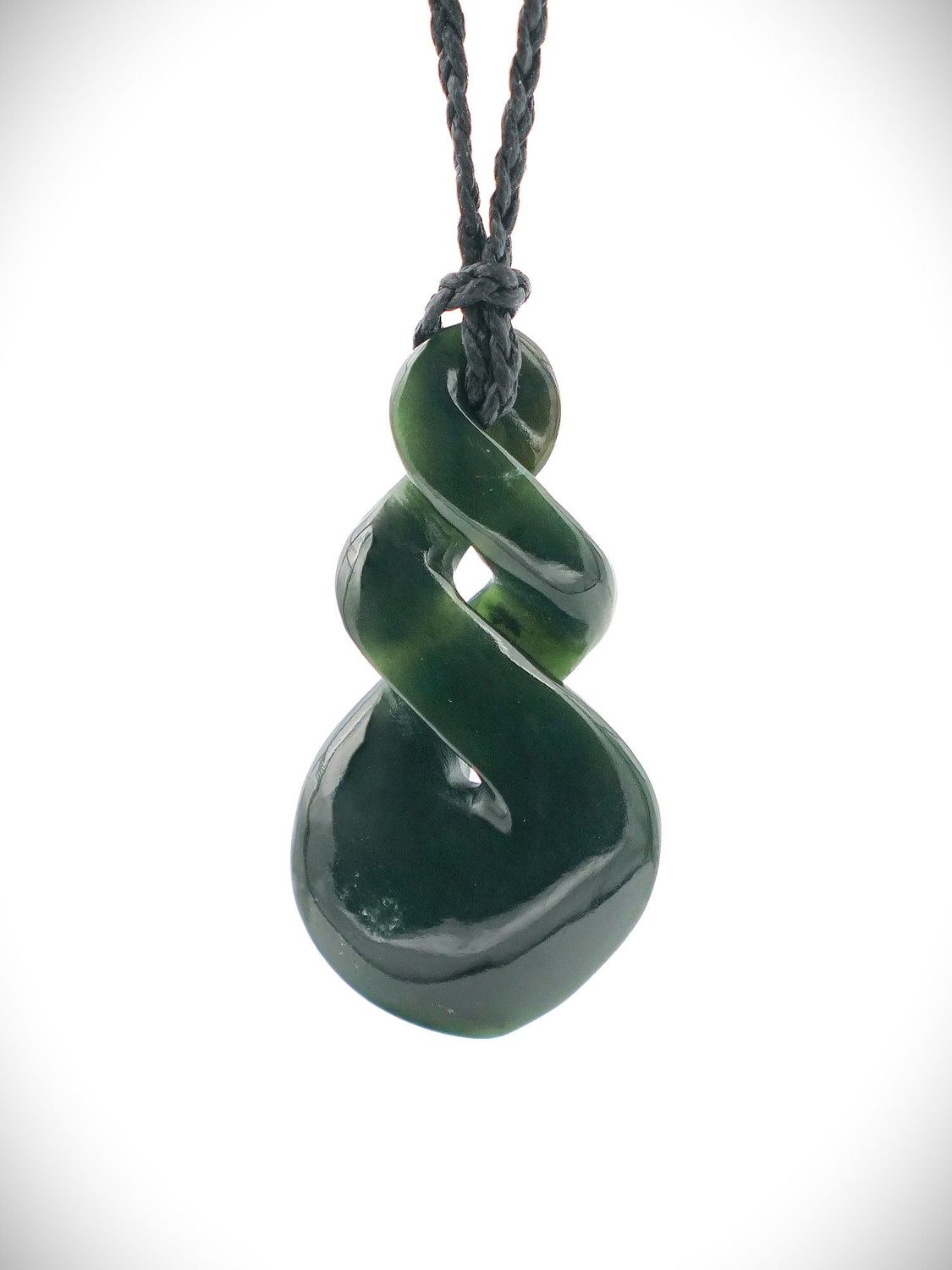 Moko Pounamu Double Pikorua (Twist) NZ Genuine Kawakawa Greenstone - Kotikoti