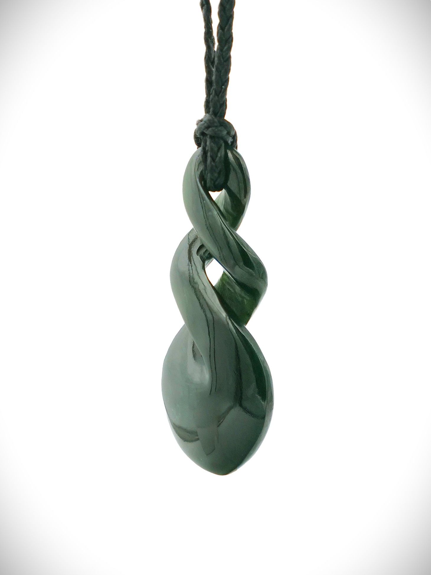 Moko Pounamu Double Pikorua (Twist) NZ Genuine Kawakawa Greenstone - Kotikoti