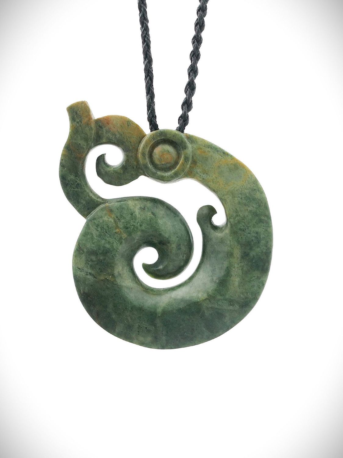 Moko Pounamu Koropepe NZ Genuine Kawakawa Flower Greenstone - Waitetuna