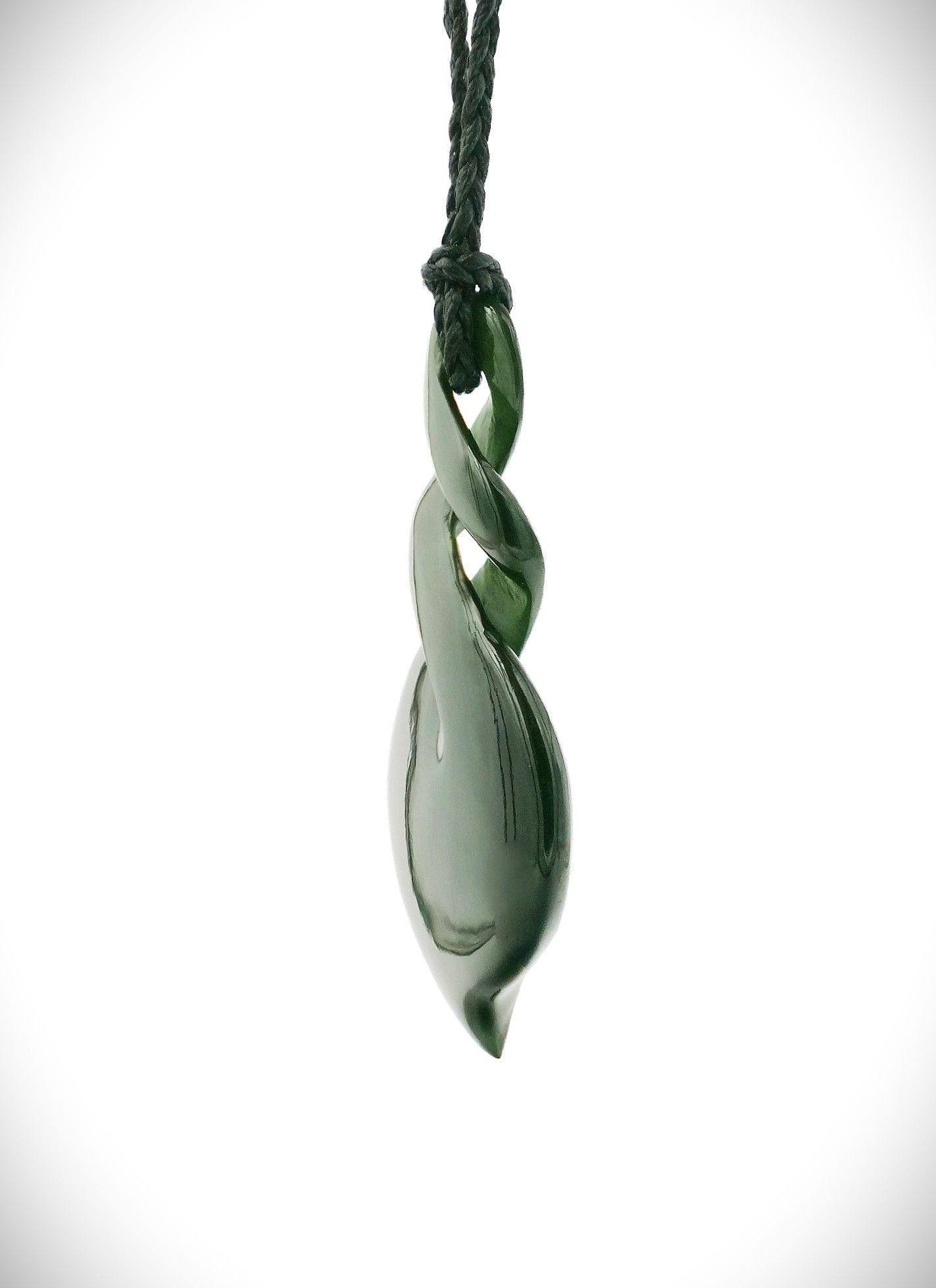 Moko Pounamu Double Pikorua (Twist) NZ Genuine Kawakawa Greenstone - Whangaruru