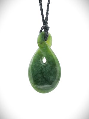Moko Pounamu Single Pikorua (Twist) NZ Genuine Kahotea Greenstone - Tuatua Moko Pounamu Single Pikorua (Twist) NZ Genuine Kahotea Greenstone - Tuatua