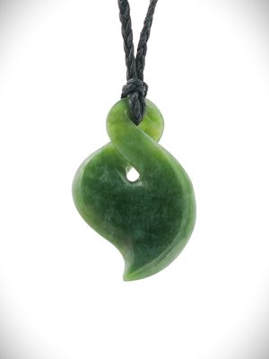 Moko Pounamu Single Pikorua (Twist) NZ Genuine Kahotea Greenstone - Ruapuke Moko Pounamu Single Pikorua (Twist) NZ Genuine Kahotea Greenstone - Ruapuke