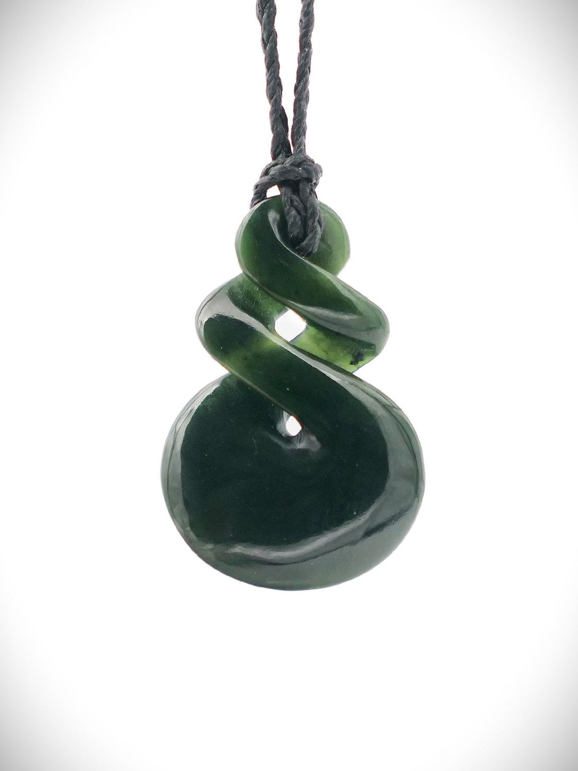 Moko Pounamu Double Pikorua (Twist) NZ Genuine Kawakawa Greenstone - Te Papatapu