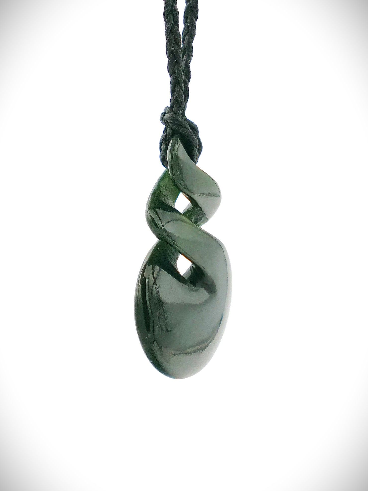 Moko Pounamu Double Pikorua (Twist) NZ Genuine Kawakawa Greenstone - Te Papatapu