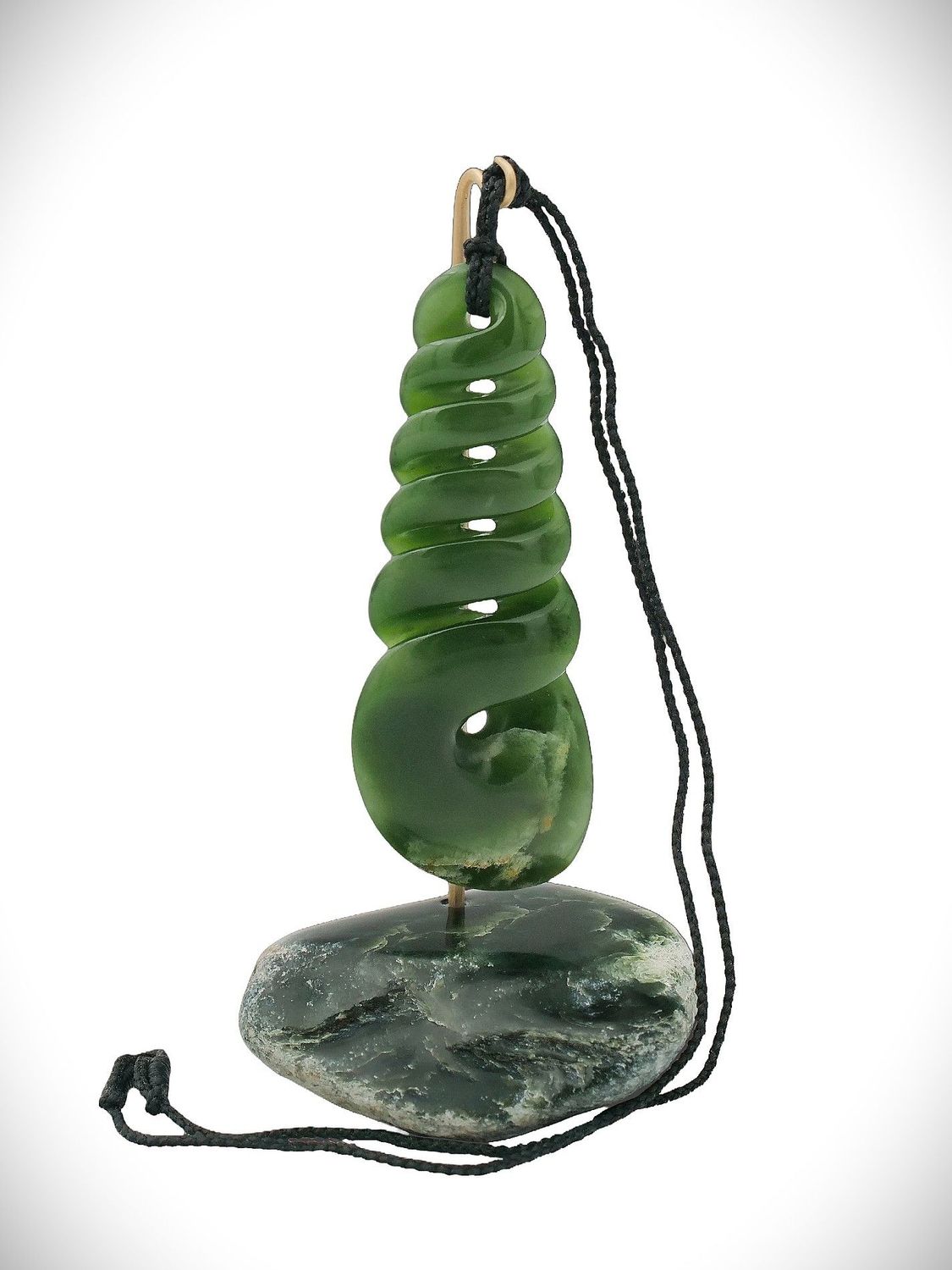 Moko Pounamu Quintuple Pikorua NZ Genuine Marsden Flower Greenstone - Karamu Moko Pounamu Quintuple Pikorua NZ Genuine Marsden Flower Greenstone - Karamu
