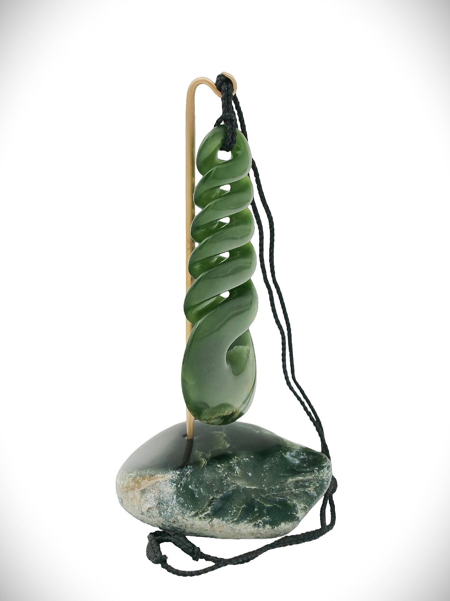 Moko Pounamu Quintuple Pikorua NZ Genuine Marsden Flower Greenstone - Karamu