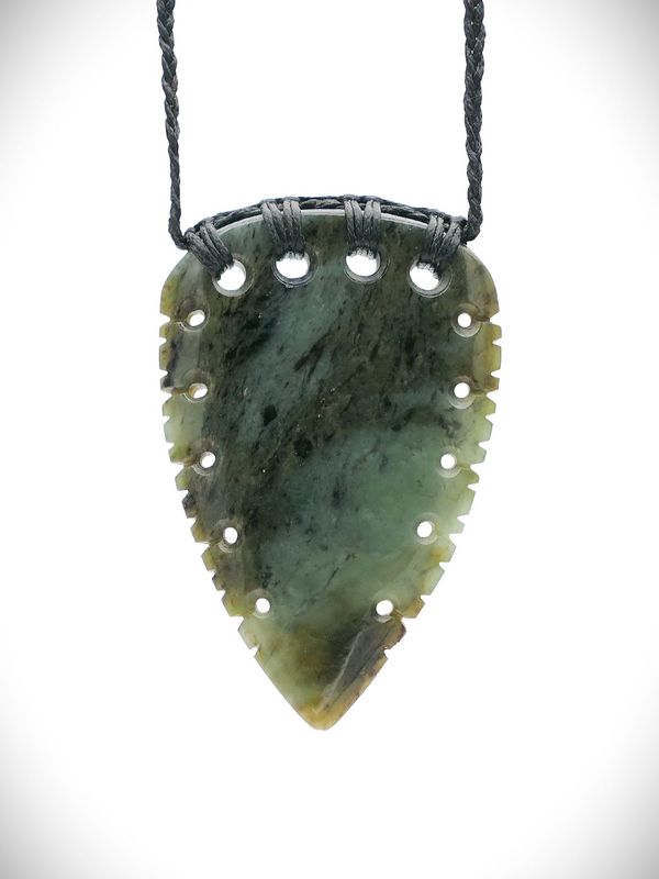 Moko Pounamu Notched Rei Niho (Tooth) NZ Genuine Te Tau Ihu Nelson Greenstone - Hauturu