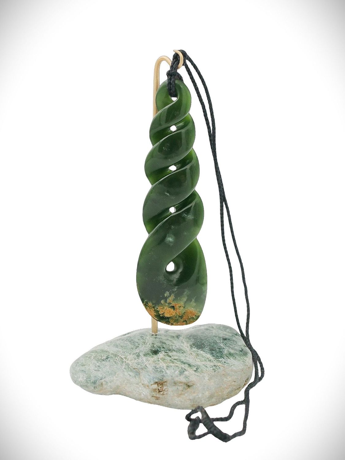 Moko Pounamu Quadruple Pikorua NZ Genuine Marsden Flower Greenstone - Pirongia Moko Pounamu Quadruple Pikorua NZ Genuine Marsden Flower Greenstone - Pirongia