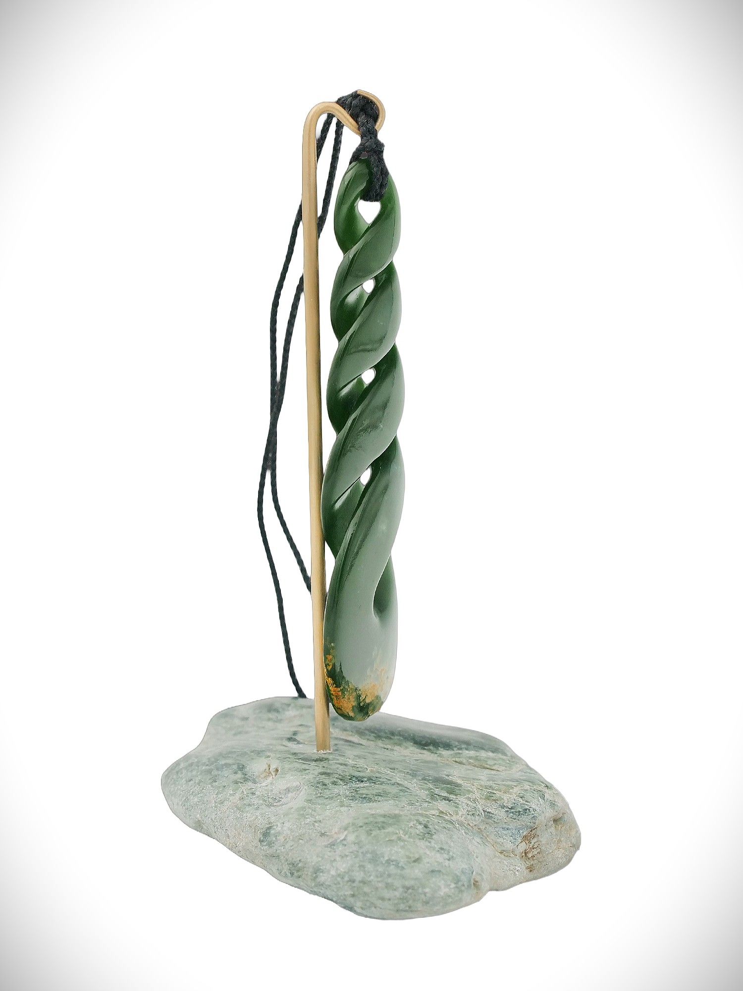 Moko Pounamu Quadruple Pikorua NZ Genuine Marsden Flower Greenstone - Pirongia