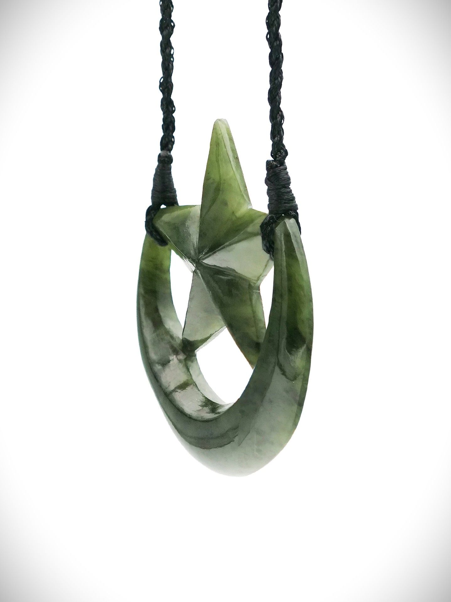 Moko Pounamu Ratana Star NZ Genuine Kawakawa Greenstone - Rukuhia