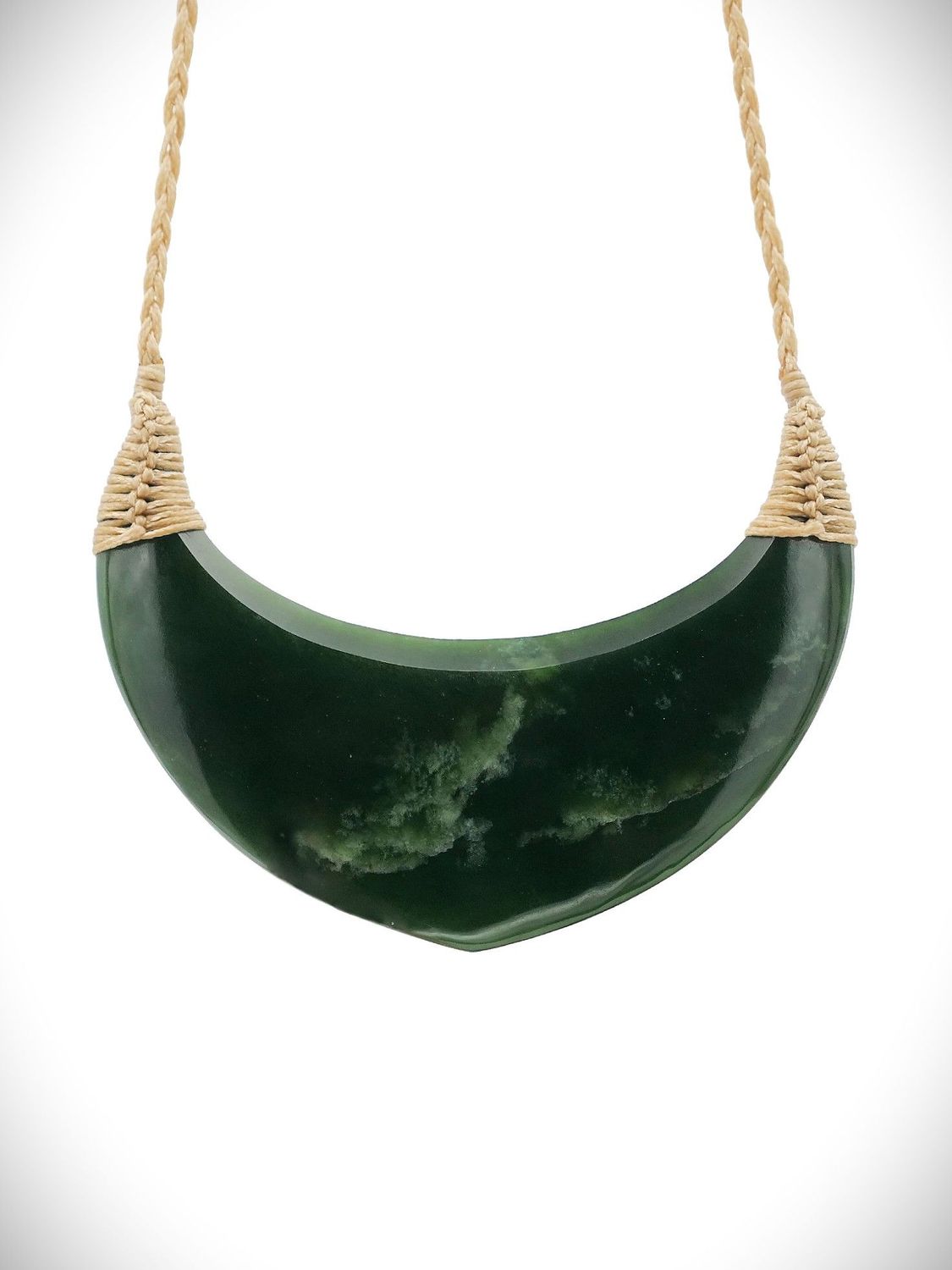 Moko Pounamu Kouma (Breastplate) NZ Genuine Kawakawa Flower Greenstone - Aromaunga