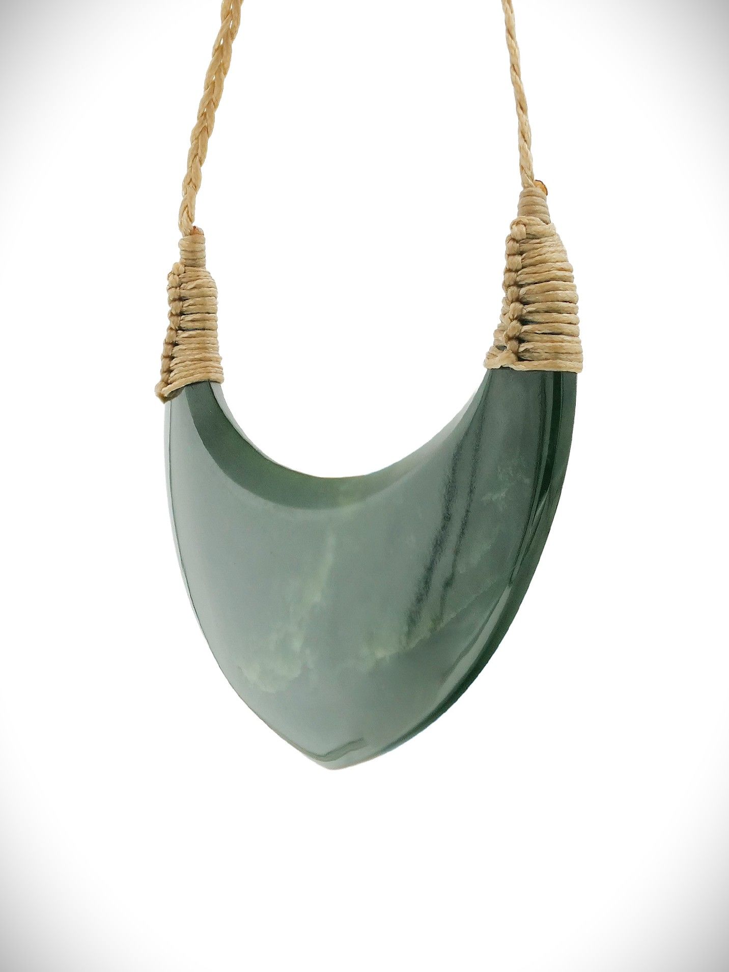 Moko Pounamu Kouma (Breastplate) NZ Genuine Kawakawa Flower Greenstone - Aromaunga