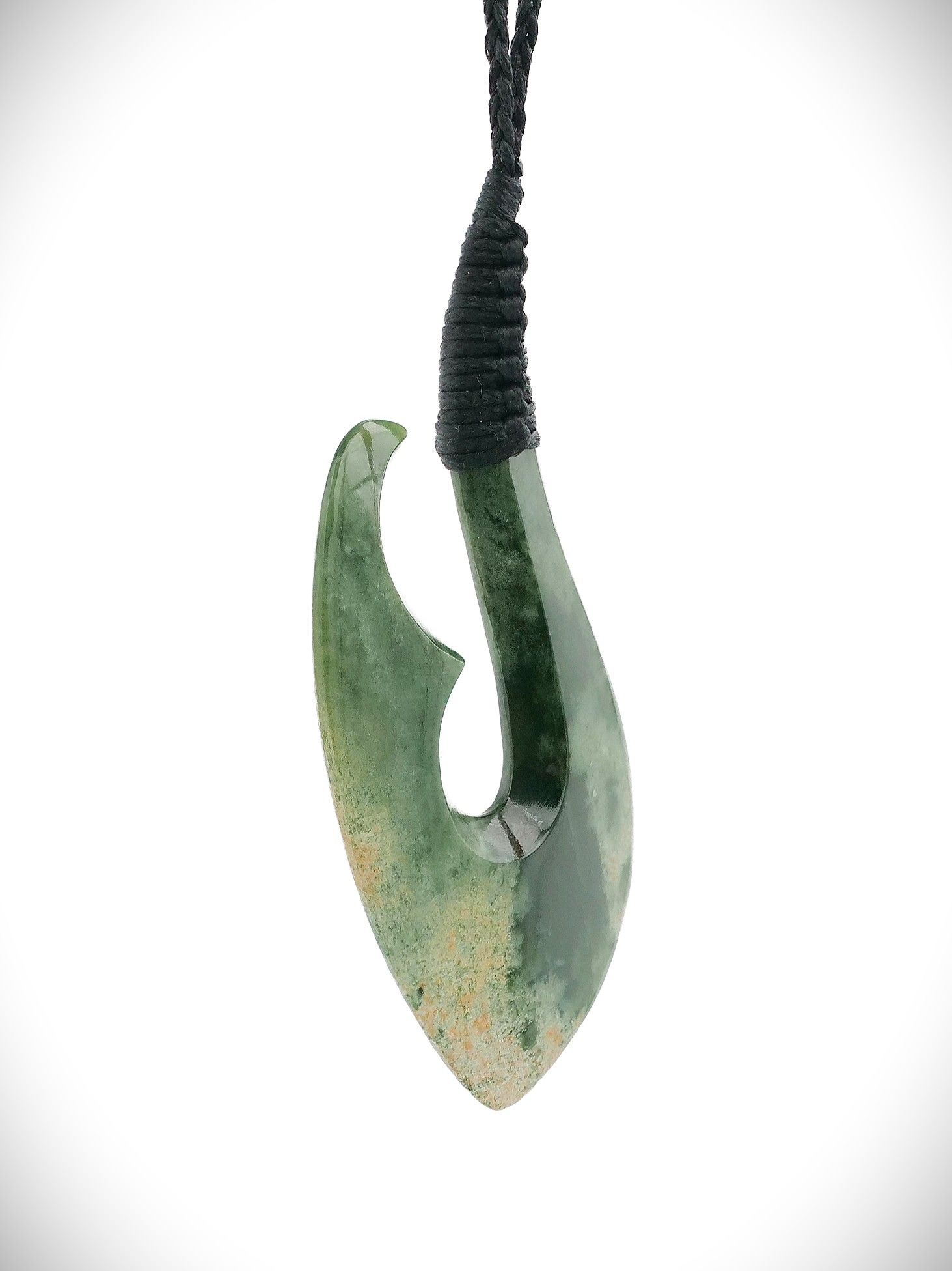 Moko Pounamu Hei Matau NZ Genuine Marsden Flower Greenstone - Maratoto