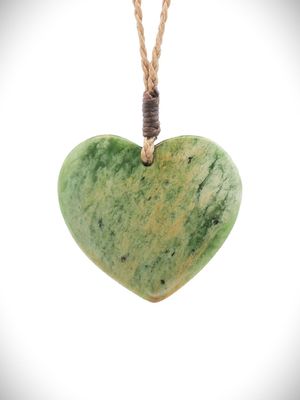 Moko Pounamu Heart NZ Genuine Marsden Flower Greenstone - Mangakura Moko Pounamu Heart NZ Genuine Marsden Flower Greenstone - Mangakura