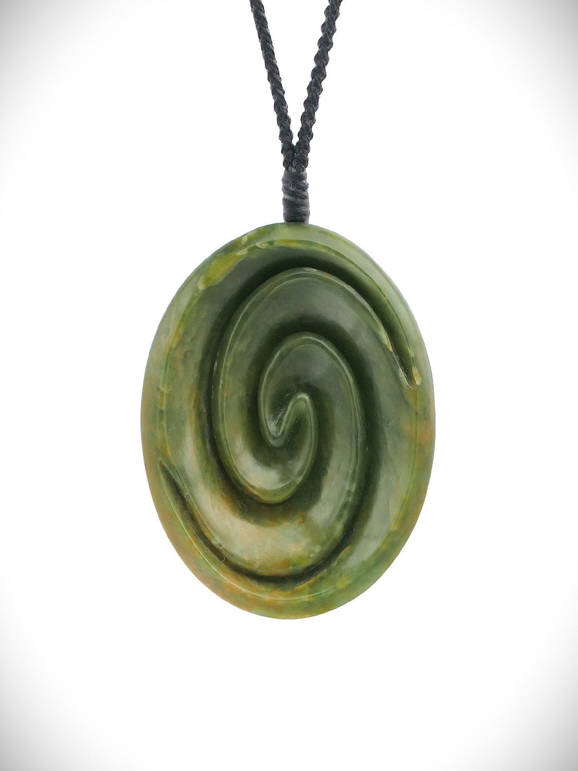 Moko Pounamu Double Koru NZ Genuine Raukaraka Greenstone - Kawhia