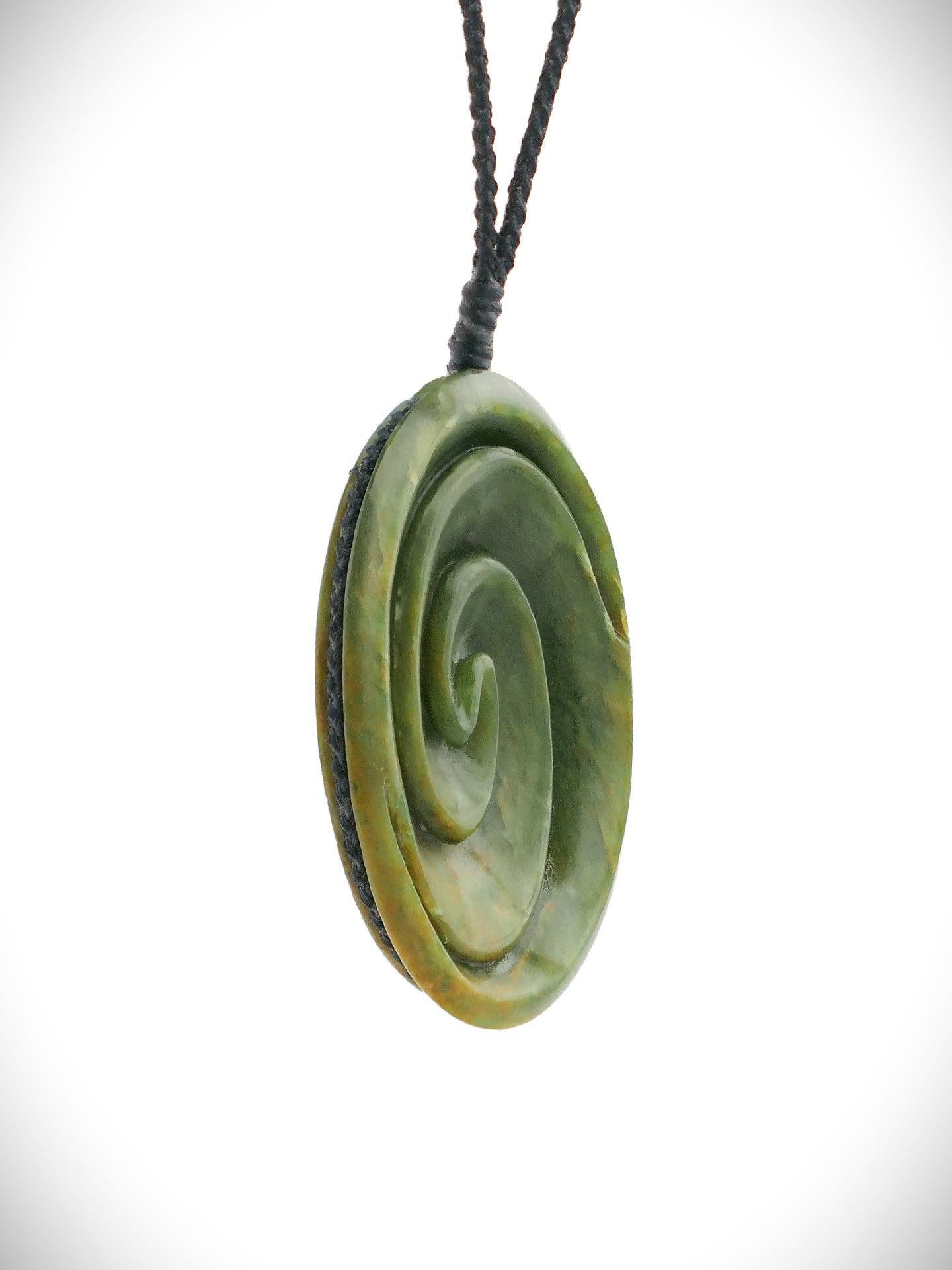 Moko Pounamu Double Koru NZ Genuine Raukaraka Greenstone - Kawhia