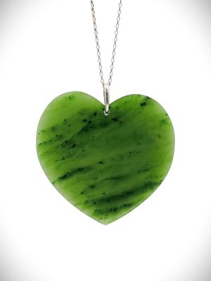 Moko Pounamu Manawa (Heart) NZ Genuine Kahurangi Greenstone & Sterling Silver - Matipo Moko Pounamu Manawa (Heart) NZ Genuine Kahurangi Greenstone & Sterling Silver - Matipo