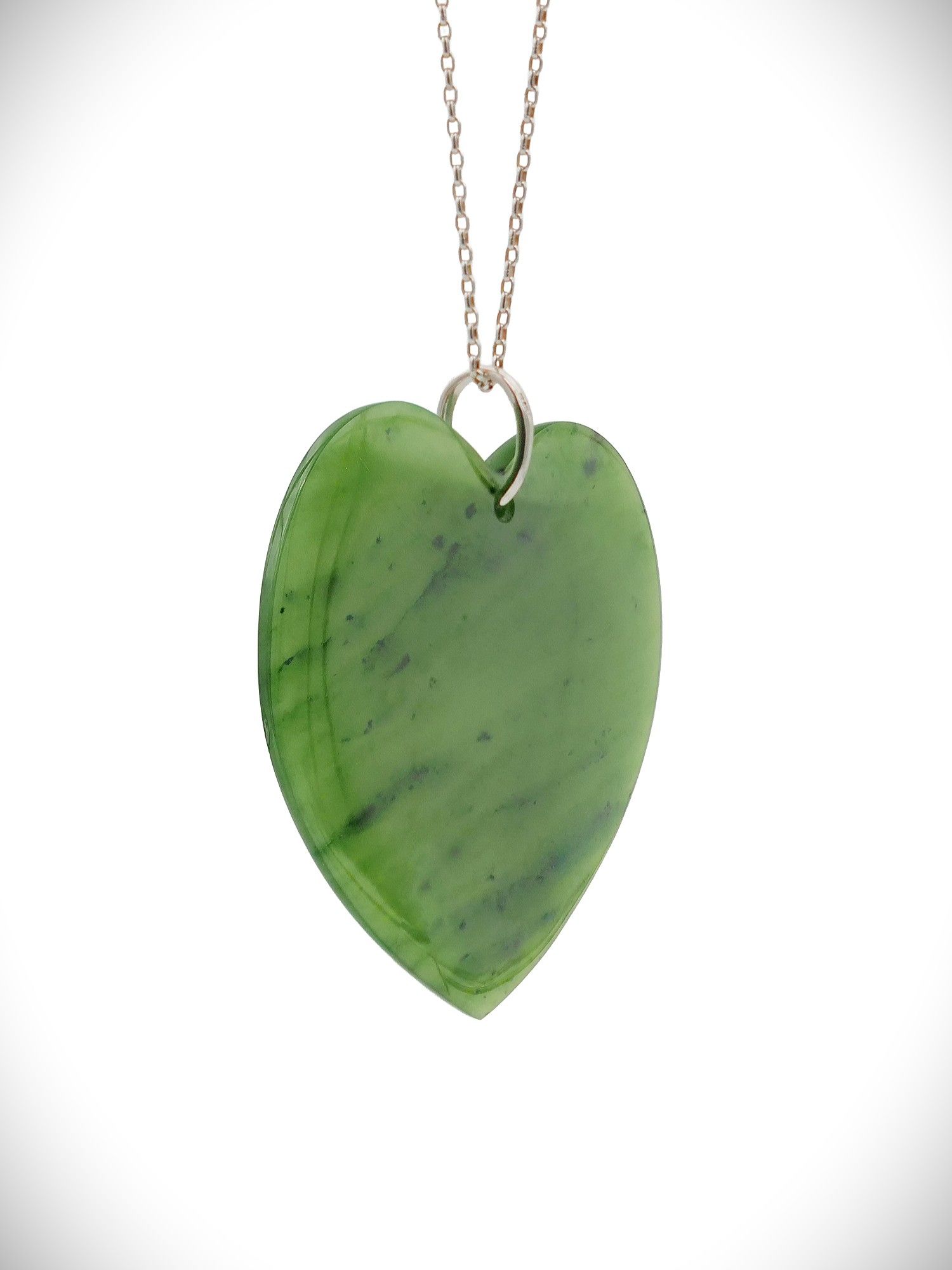 Moko Pounamu Manawa (Heart) NZ Genuine Kahurangi Greenstone & Sterling Silver - Matipo