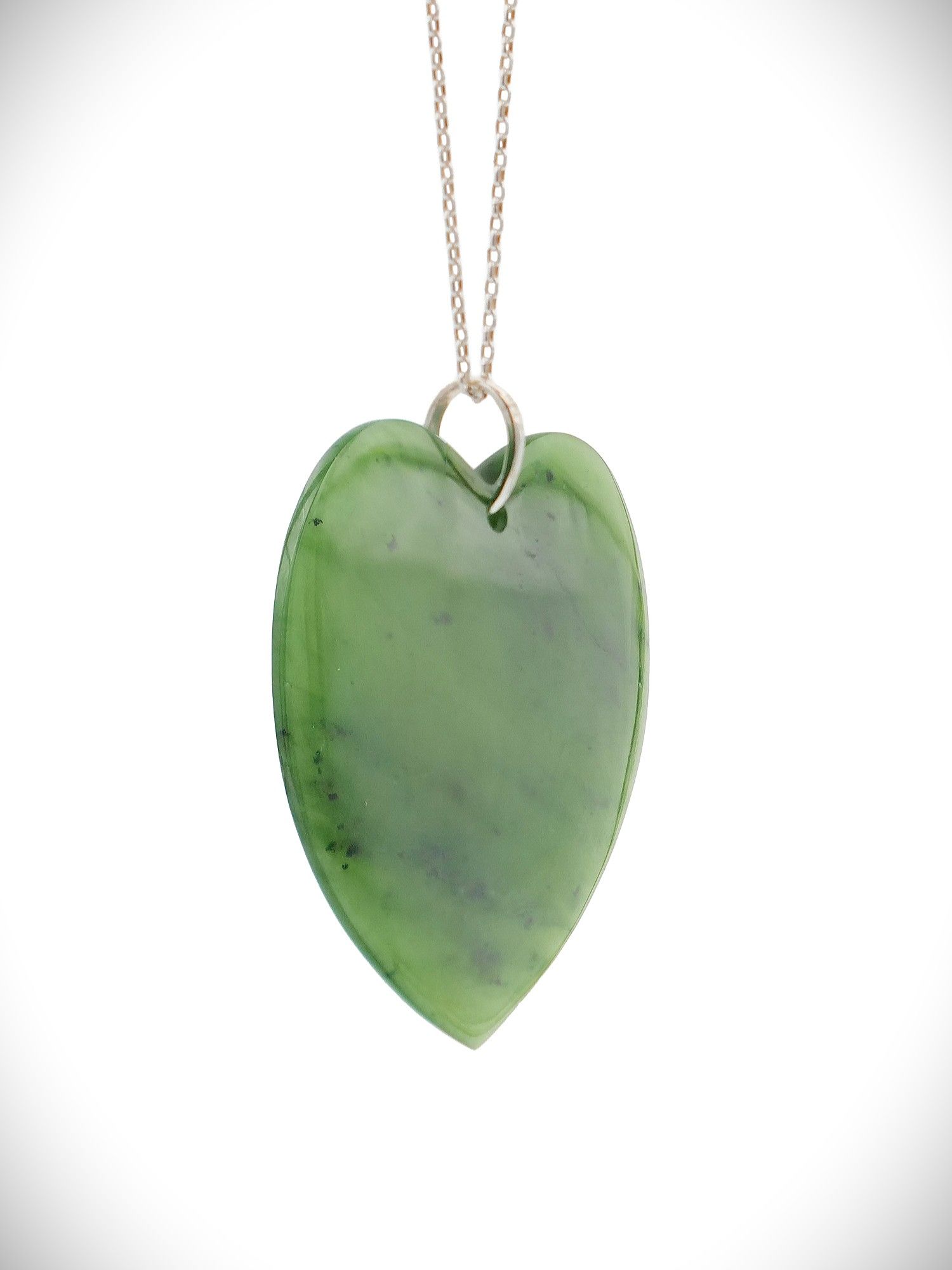 Moko Pounamu Manawa (Heart) NZ Genuine Kahurangi Greenstone & Sterling Silver - Whakamaru