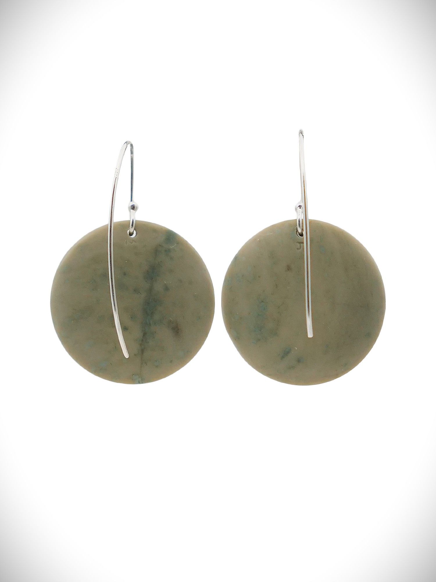 Moko Pounamu Koru NZ Kokopu Greenstone & Sterling Silver Earrings - Waingaro