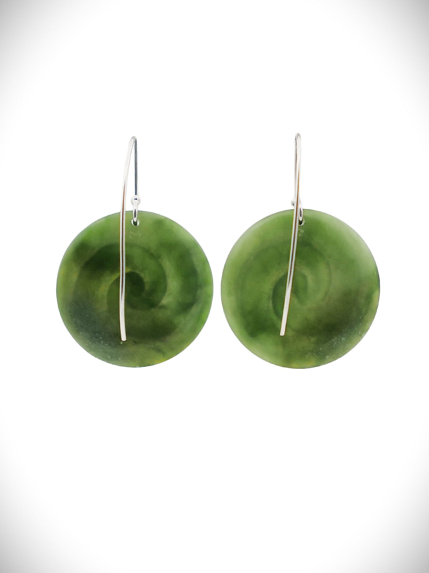 Moko Pounamu Koru NZ Kawakawa Greenstone & Sterling Silver Earrings - Otamatakou