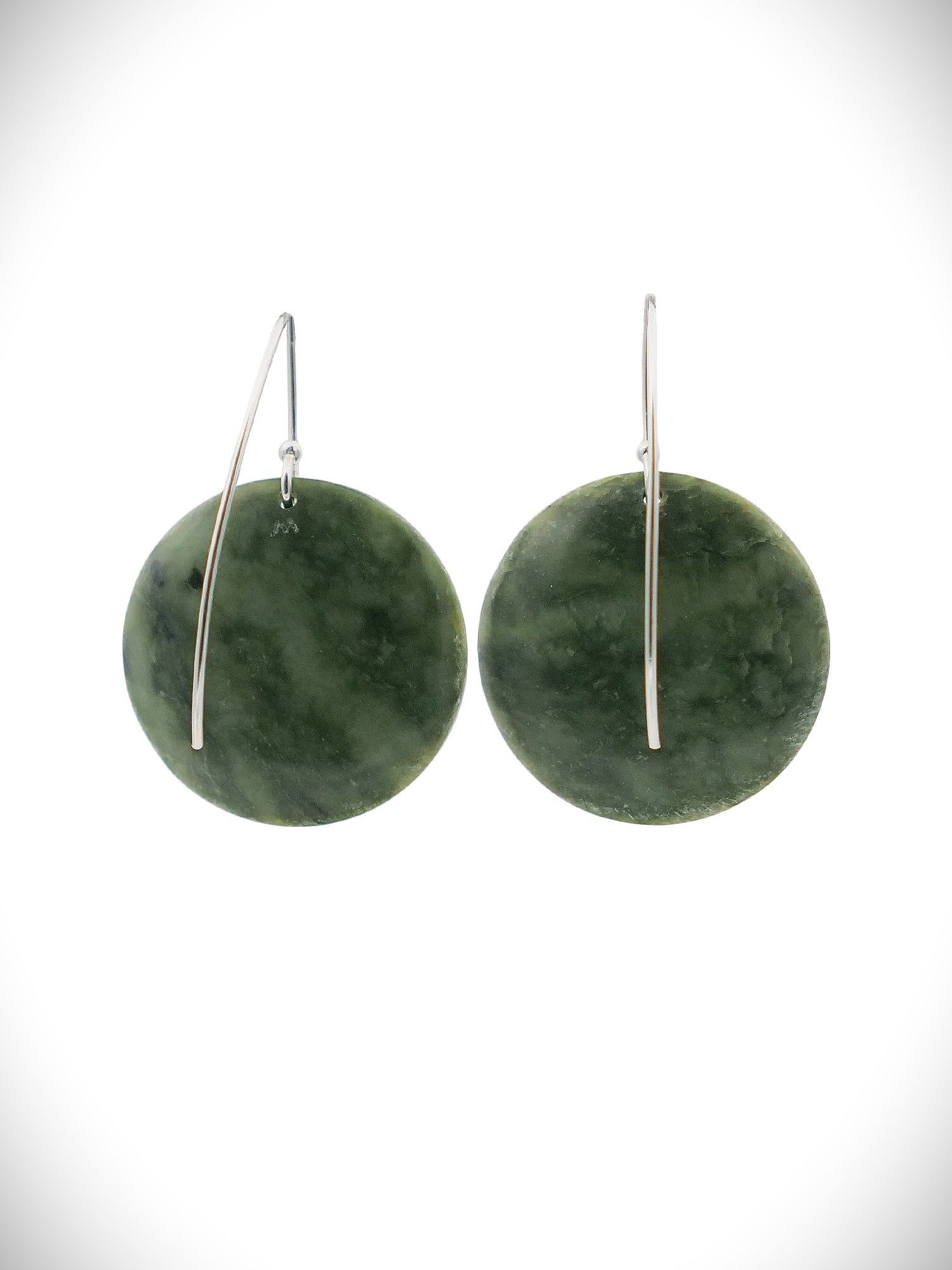Moko Pounamu Koru NZ Kawakawa Greenstone & Sterling Silver Earrings - Tahuna