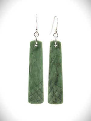 Moko Pounamu NZ Genuine Auhunga Greenstone & Sterling Silver Earrings - Tatuanui Moko Pounamu NZ Genuine Auhunga Greenstone & Sterling Silver Earrings - Tatuanui