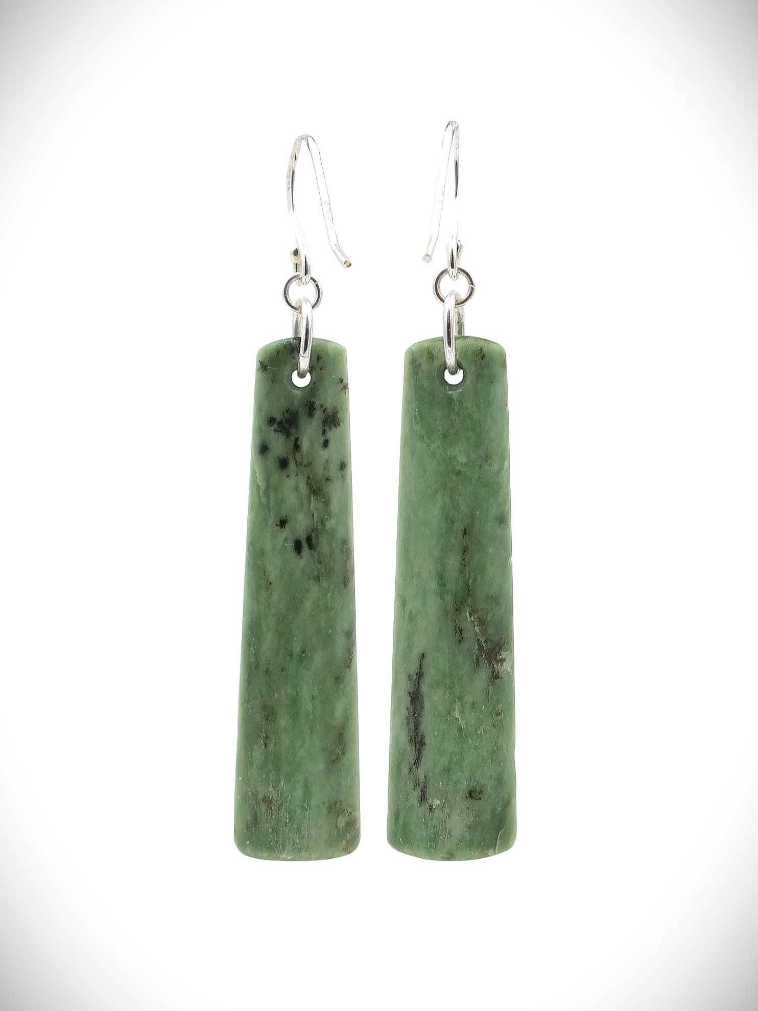 Moko Pounamu NZ Genuine Auhunga Greenstone & Sterling Silver Earrings - Tatuanui