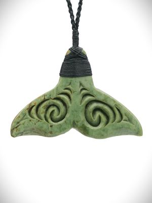 Moko Pounamu Whales Tail NZ Genuine Auhunga Greenstone - Pakowhai