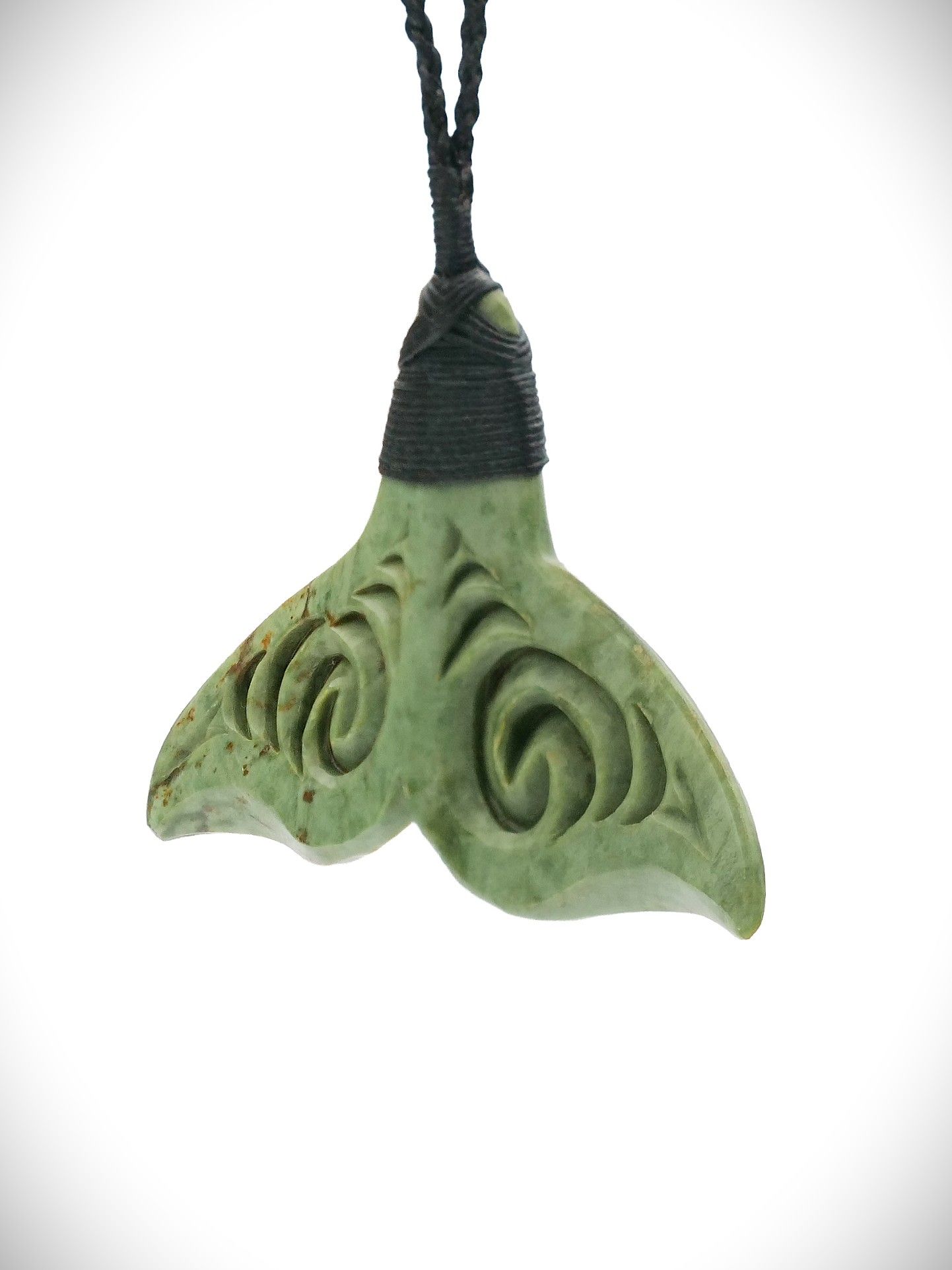 Moko Pounamu Whales Tail NZ Genuine Auhunga Greenstone - Pakowhai