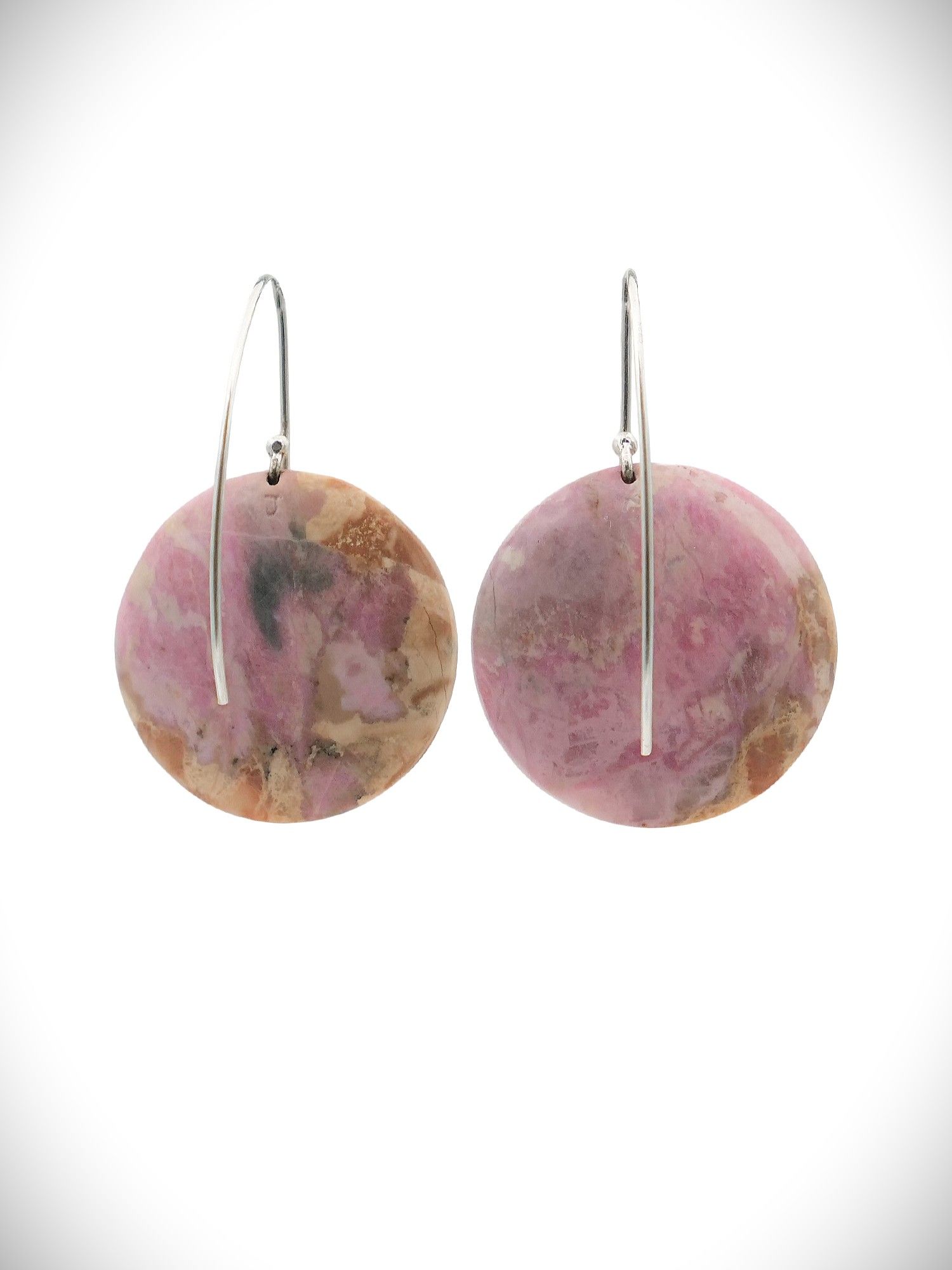 Moko Pounamu Koru NZ Rhodonite & Sterling Silver Earrings - Horotiu