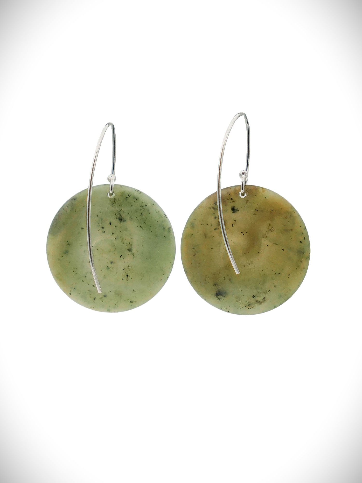Moko Pounamu Koru NZ Te Tau Ihu Nelson Greenstone & Sterling Silver Earrings - Tauhei