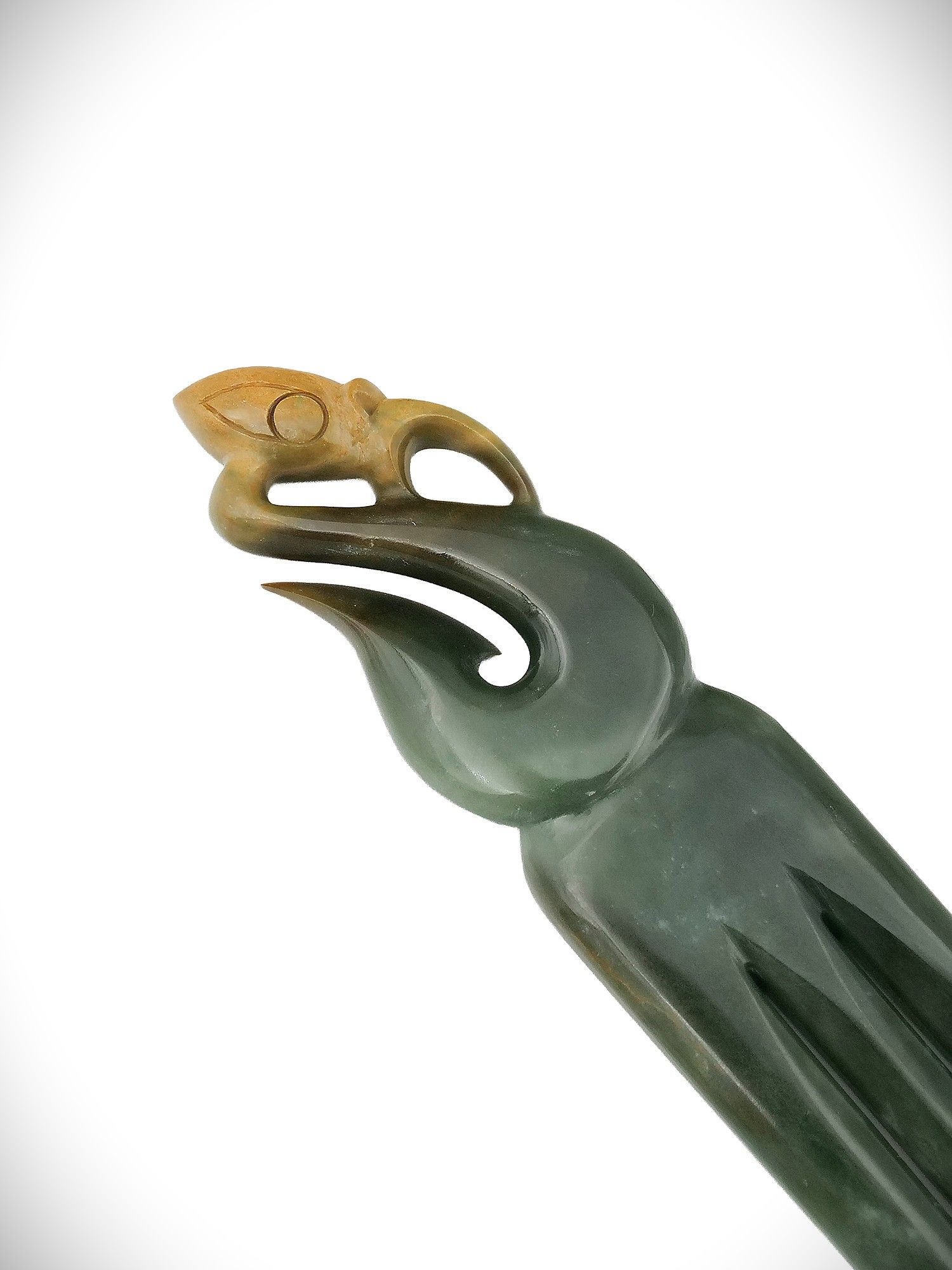 Moko Pounamu Manaia Heru NZ Genuine Kawakawa Flower Greenstone - Rakaunui
