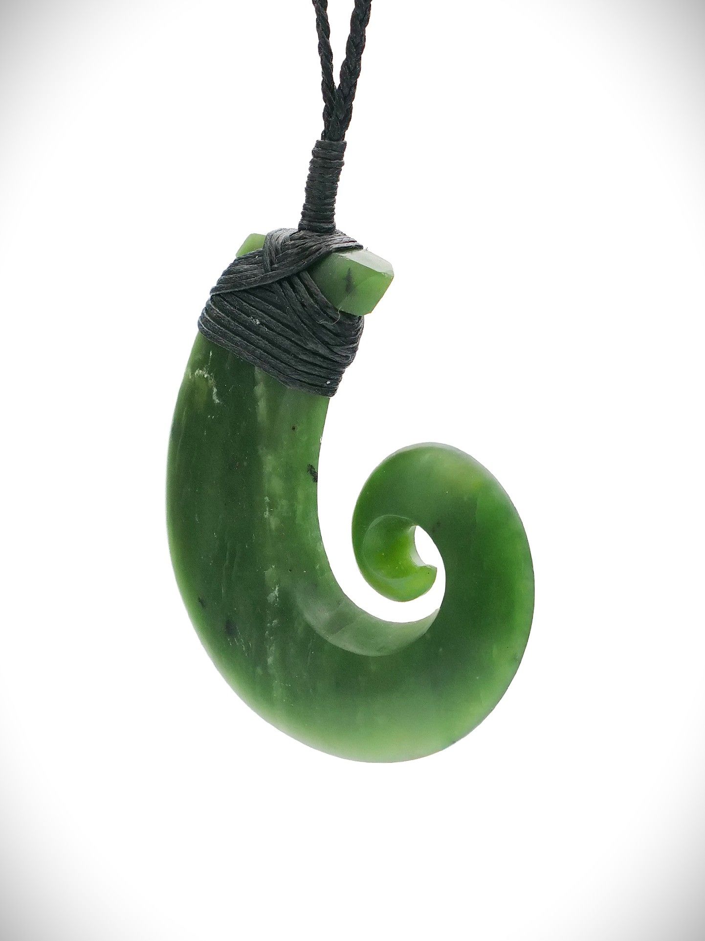 Moko Pounamu Hei Matau (Hook) NZ Genuine Kahotea Greenstone - Awamarino