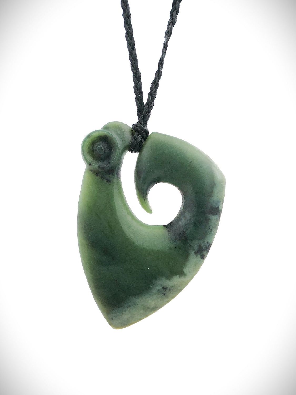 Moko Pounamu Manaia NZ Genuine Kawakawa Flower Greenstone - Honikiwi
