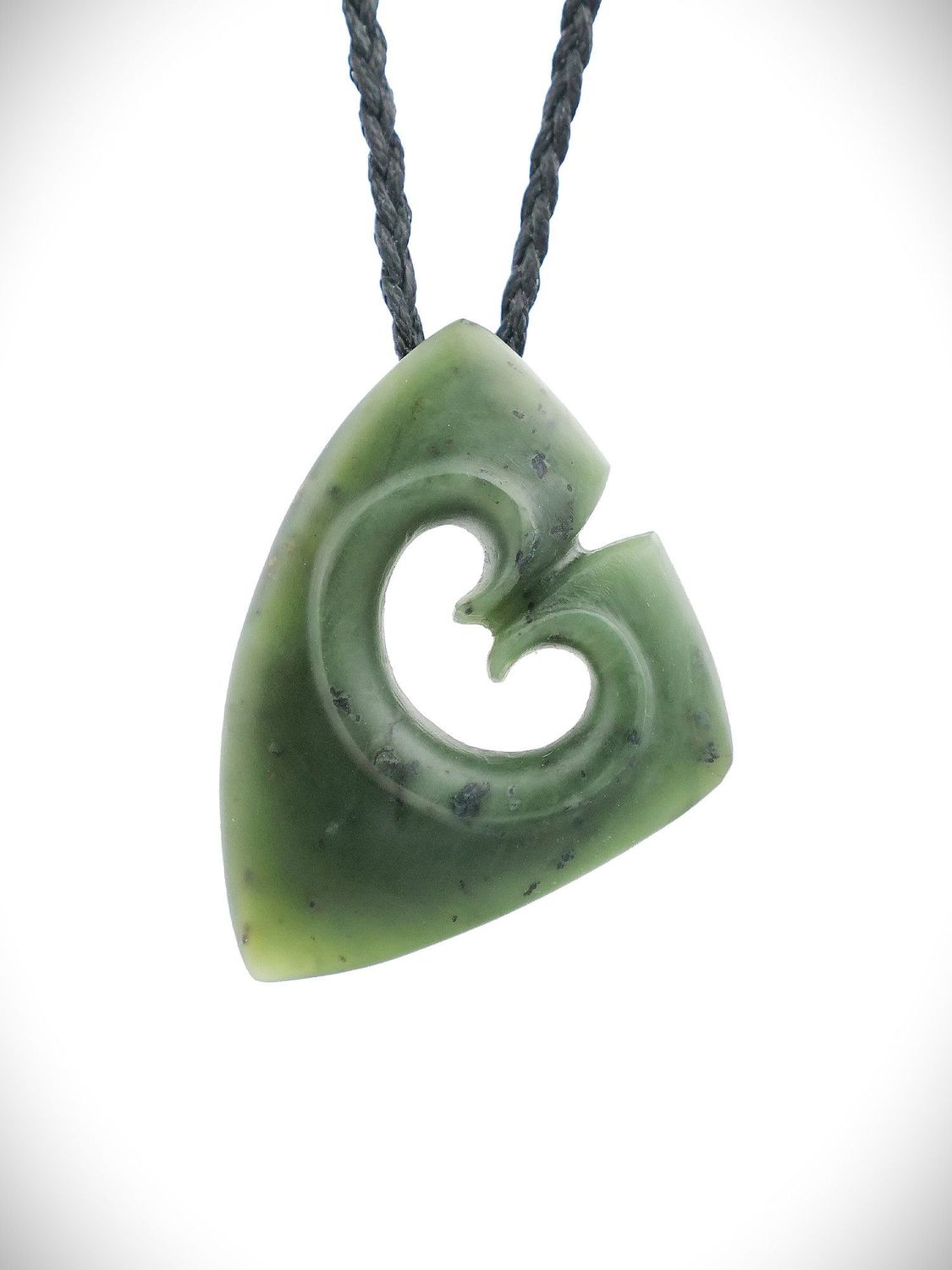 Moko Pounamu Hei Matau (Hook) NZ Genuine Kawakawa Greenstone - Ohaupo Moko Pounamu Hei Matau (Hook) NZ Genuine Kawakawa Greenstone - Ohaupo