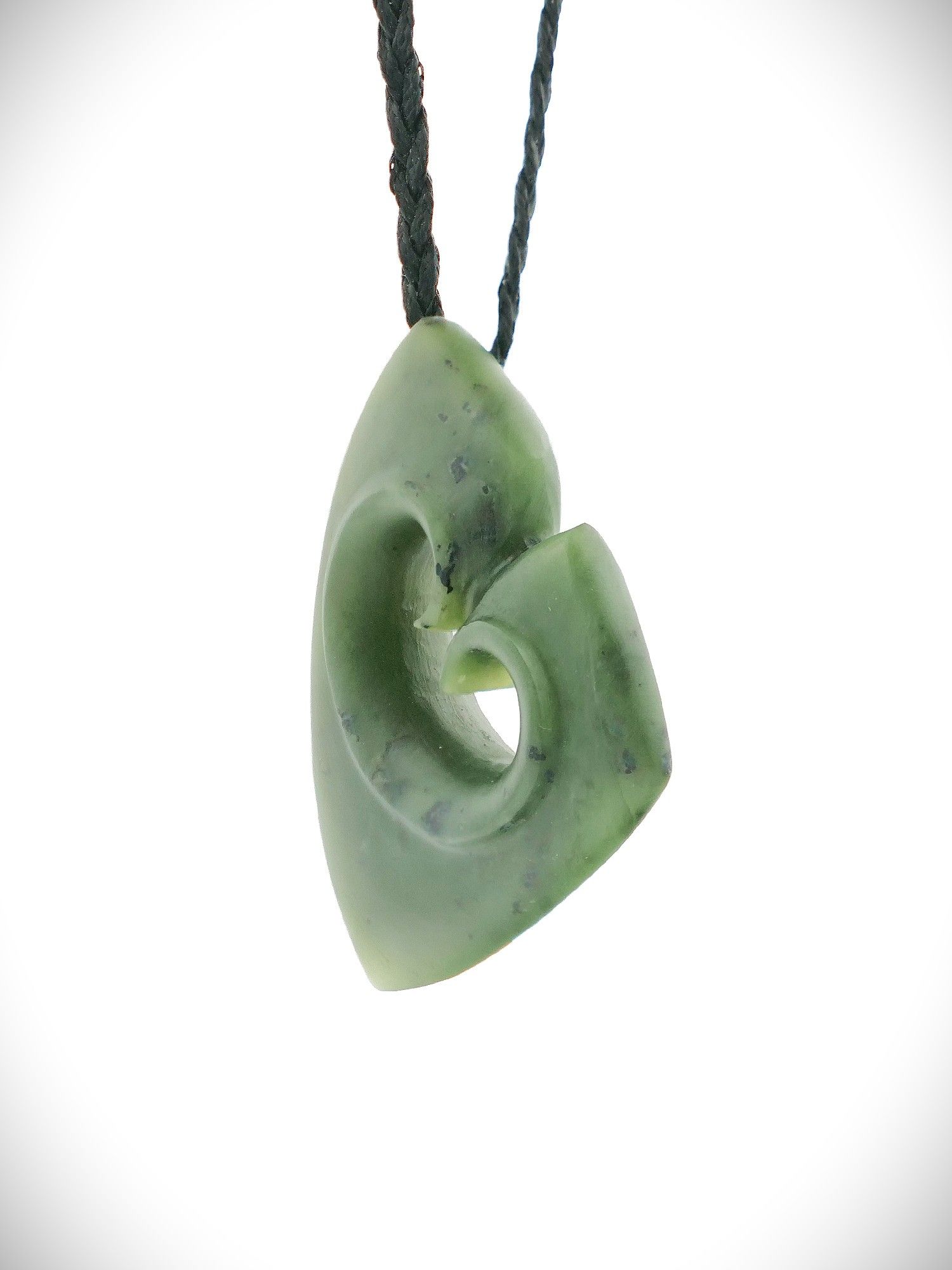 Moko Pounamu Hei Matau (Hook) NZ Genuine Kawakawa Greenstone - Ohaupo