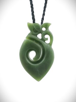 Moko Pounamu Manaia NZ Genuine Kawakawa Greenstone - Okoroire Moko Pounamu Manaia NZ Genuine Kawakawa Greenstone - Okoroire