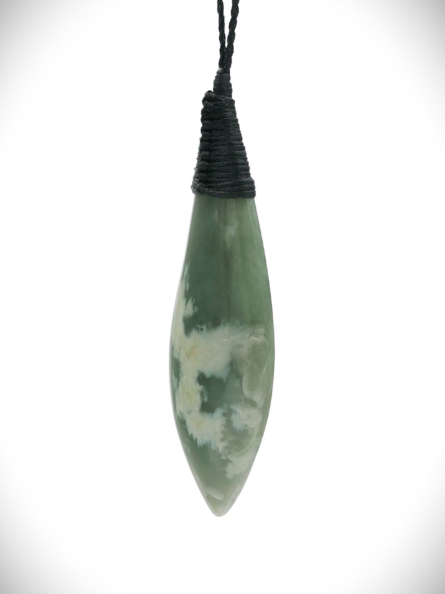 Moko Pounamu Roimata (Teardrop) NZ Genuine Inanga Flower Greenstone - Karioi