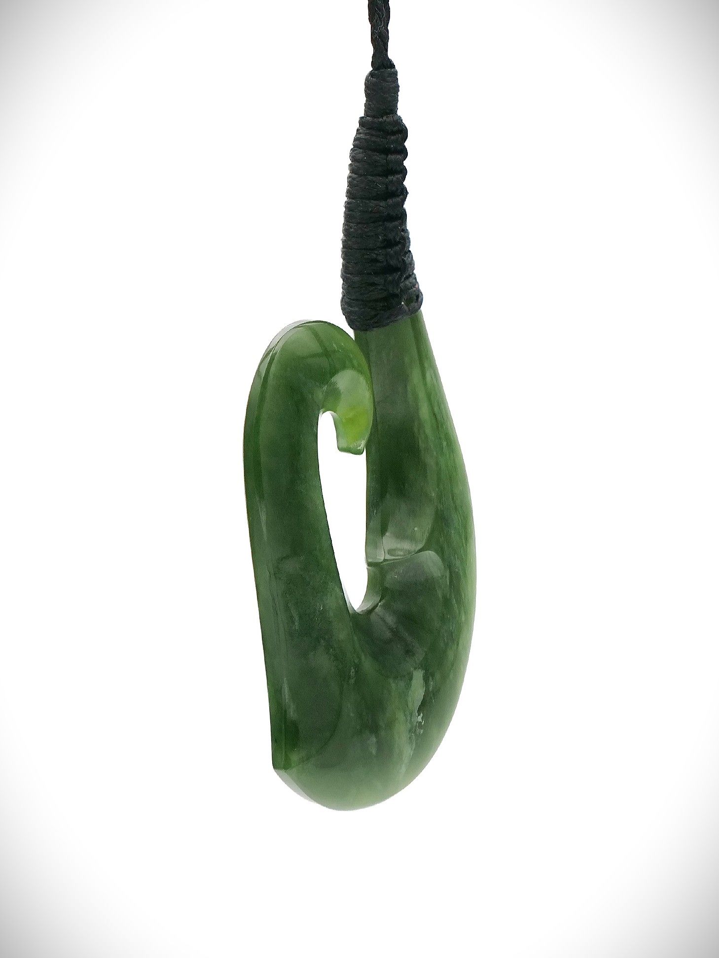 Moko Pounamu Hei Matau (Hook) NZ Genuine Kahotea Greenstone - Ataahua