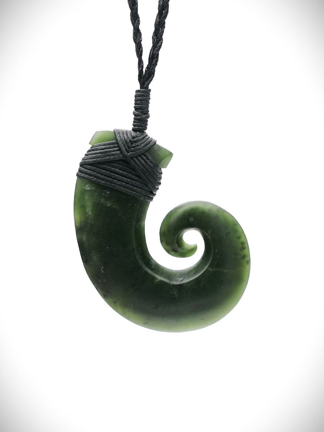 Moko Pounamu Hei Matau (Hook) NZ Genuine Kawakawa Greenstone - Waireinga Moko Pounamu Hei Matau (Hook) NZ Genuine Kawakawa Greenstone - Waireinga