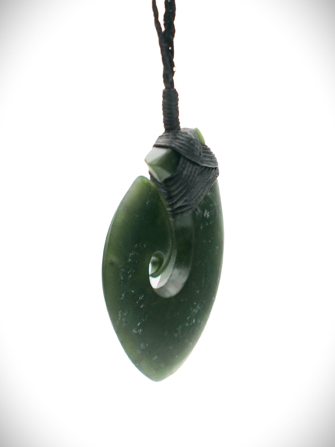 Moko Pounamu Hei Matau (Hook) NZ Genuine Kawakawa Greenstone - Hakea