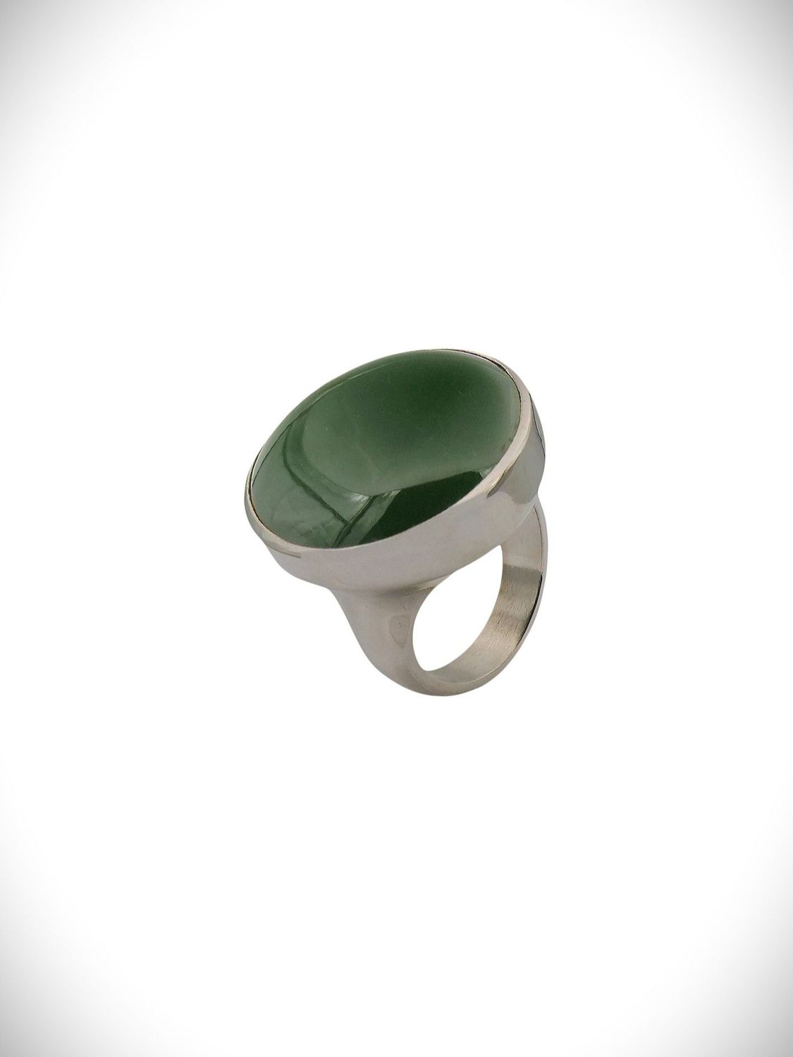 Moko Pounamu Gilt Jewellery Kawakawa Pounamu & Sterling Silver Ring - Manuaitu