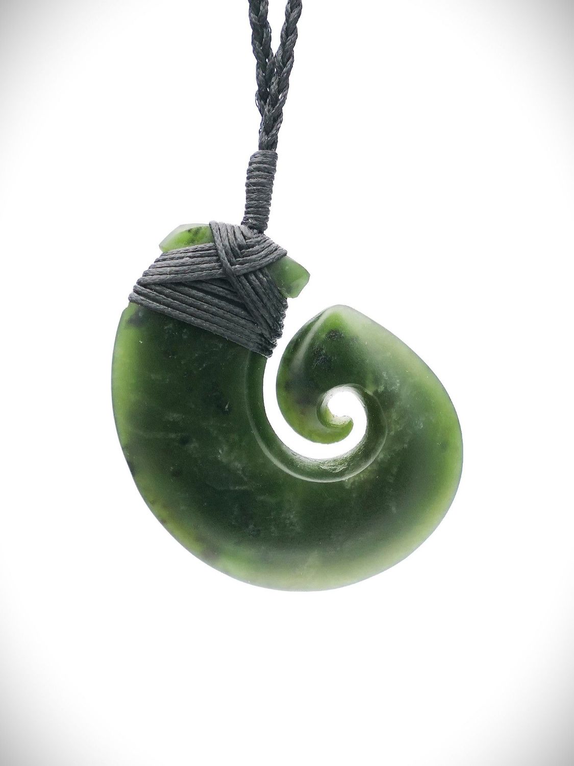 Moko Pounamu Hei Matau (Hook) NZ Genuine Kawakawa Greenstone - Te Papatapu