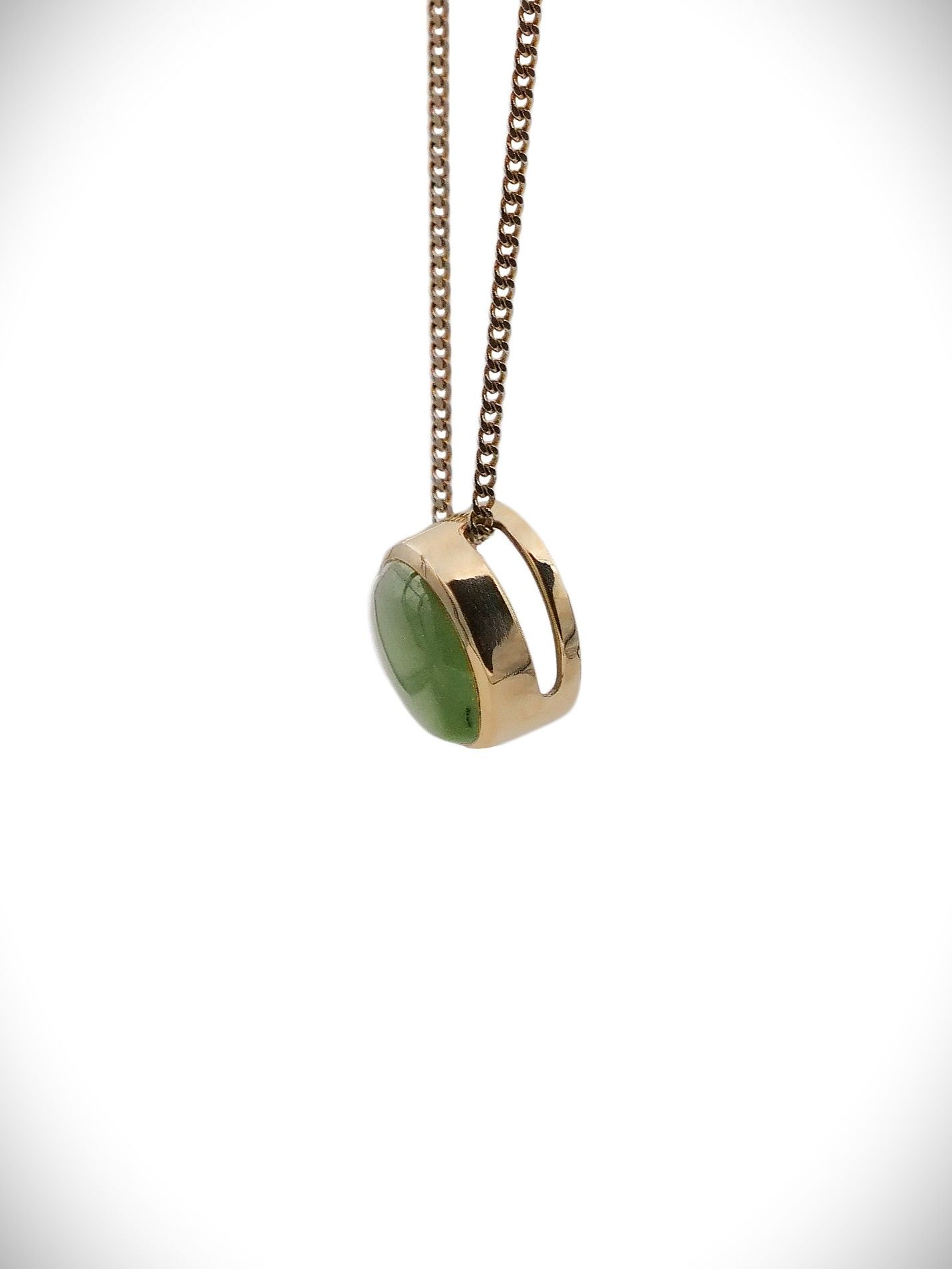 Moko Pounamu Slider NZ Genuine Kahurangi Greenstone & 9ct Gold - Pakeho