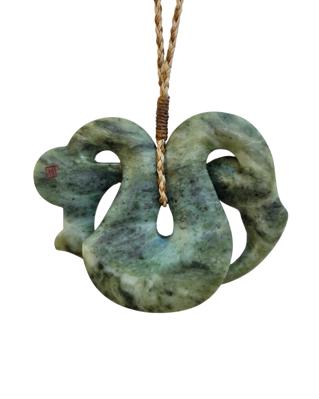 Moko Pounamu NZ Genuine Peka Peka Inanga Greenstone - Riroriro