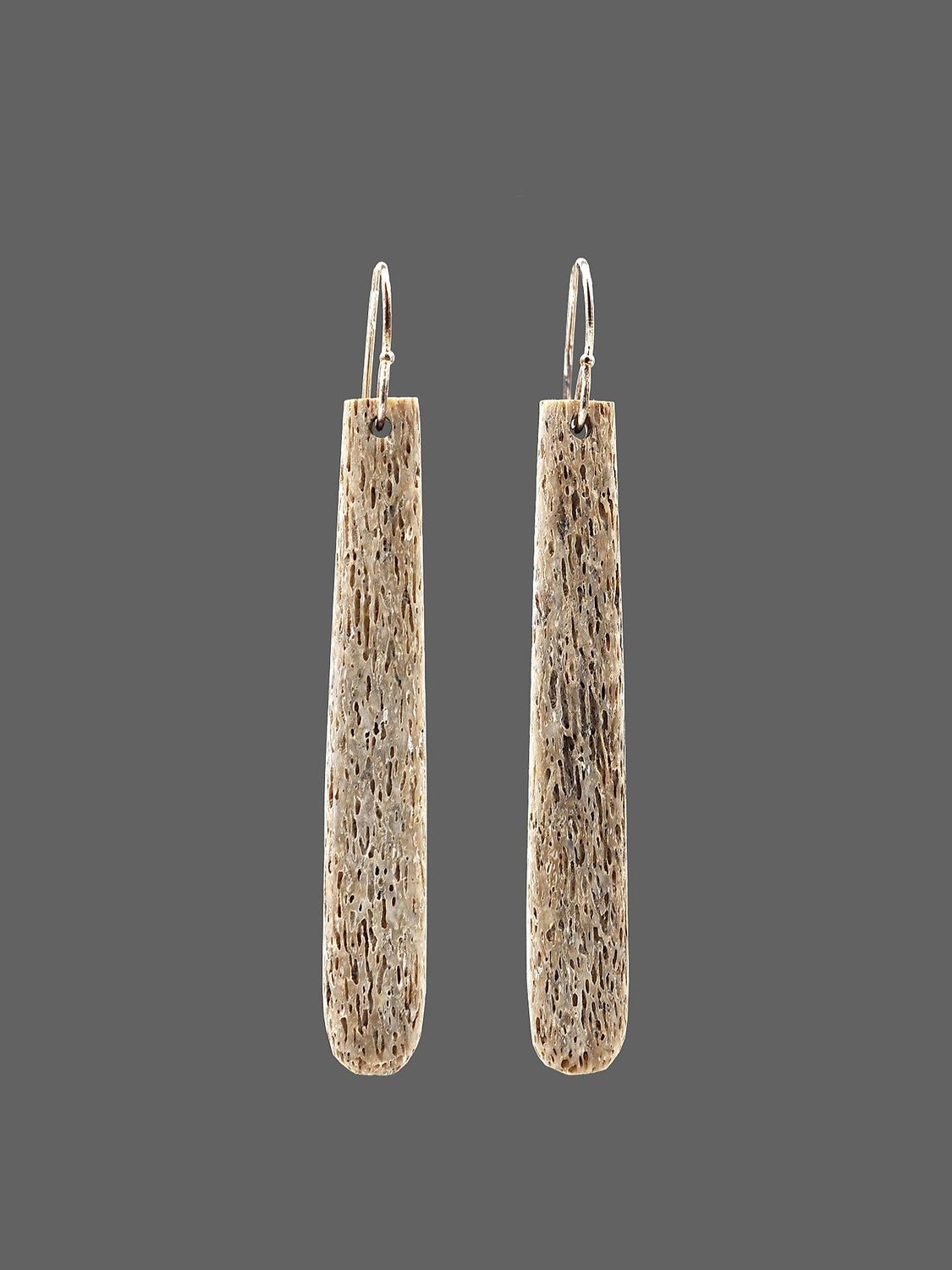 Moko Pounamu Whale Bone and Sterling Silver Drop Earrings - Whatitiri Moko Pounamu Whale Bone and Sterling Silver Drop Earrings - Whatitiri