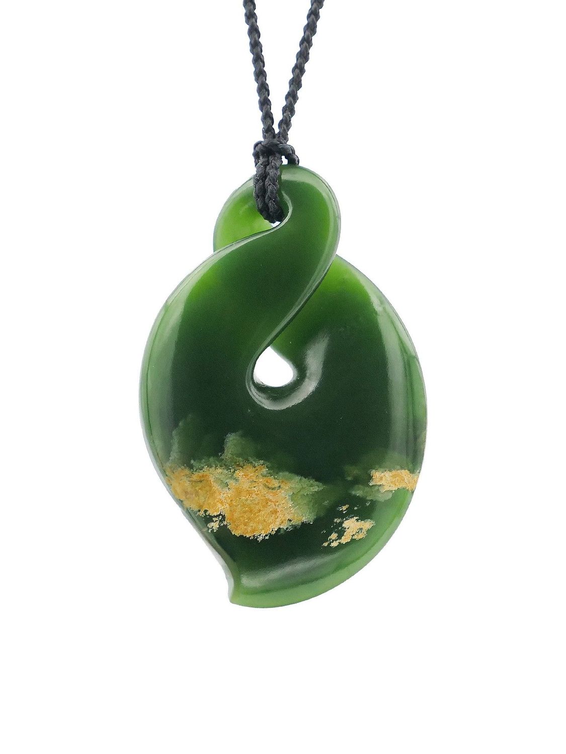 Moko Pounamu Single Pikorua (Twist) NZ Genuine Kawakawa Greenstone - Kiritehere