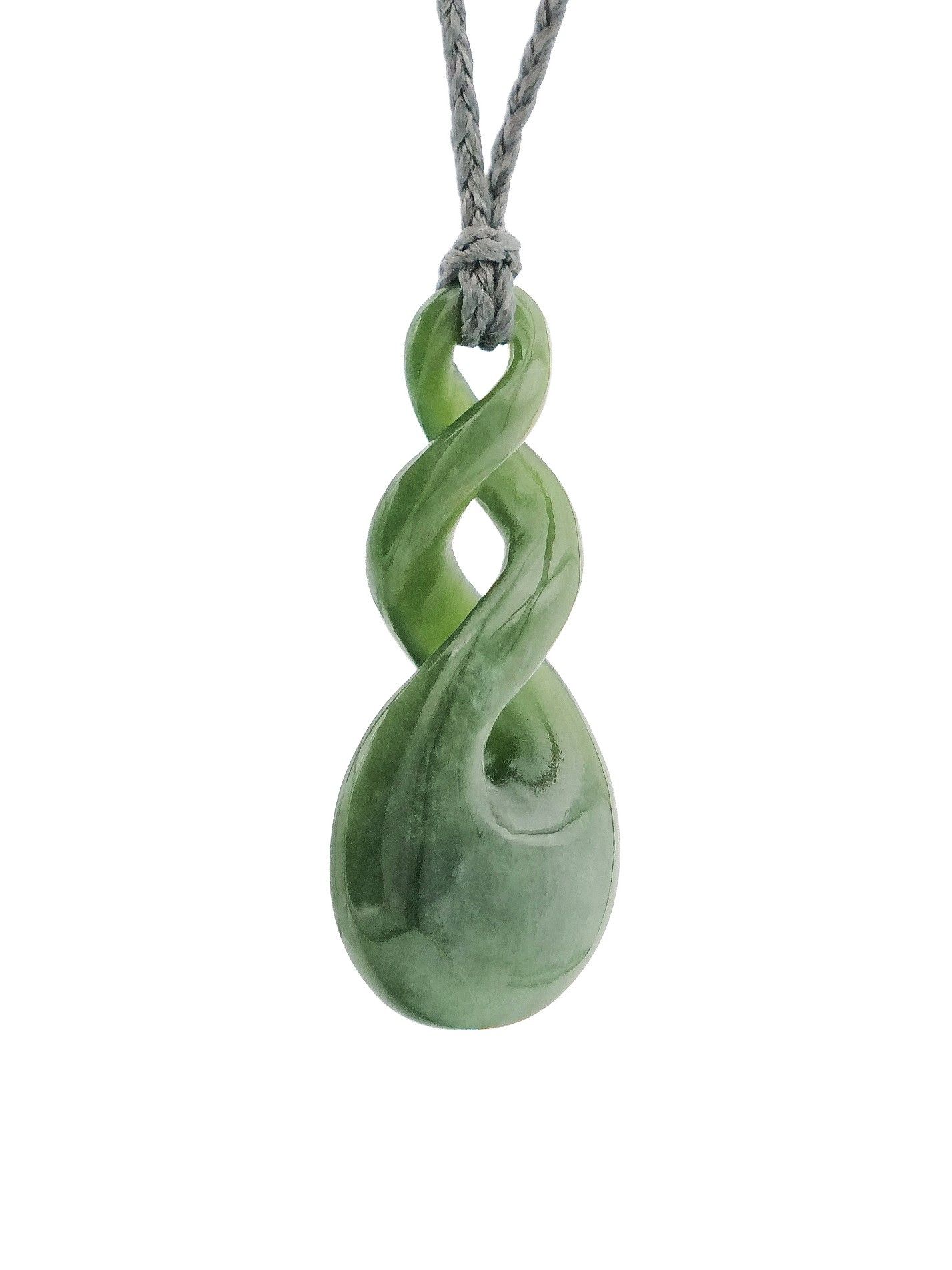 Moko Pounamu Double Pikorua (Twist) NZ Genuine Kawakawa Greenstone - Moeatoa